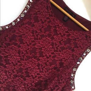 Women’s Crimson Lace Crochet Style Blouse Size XL